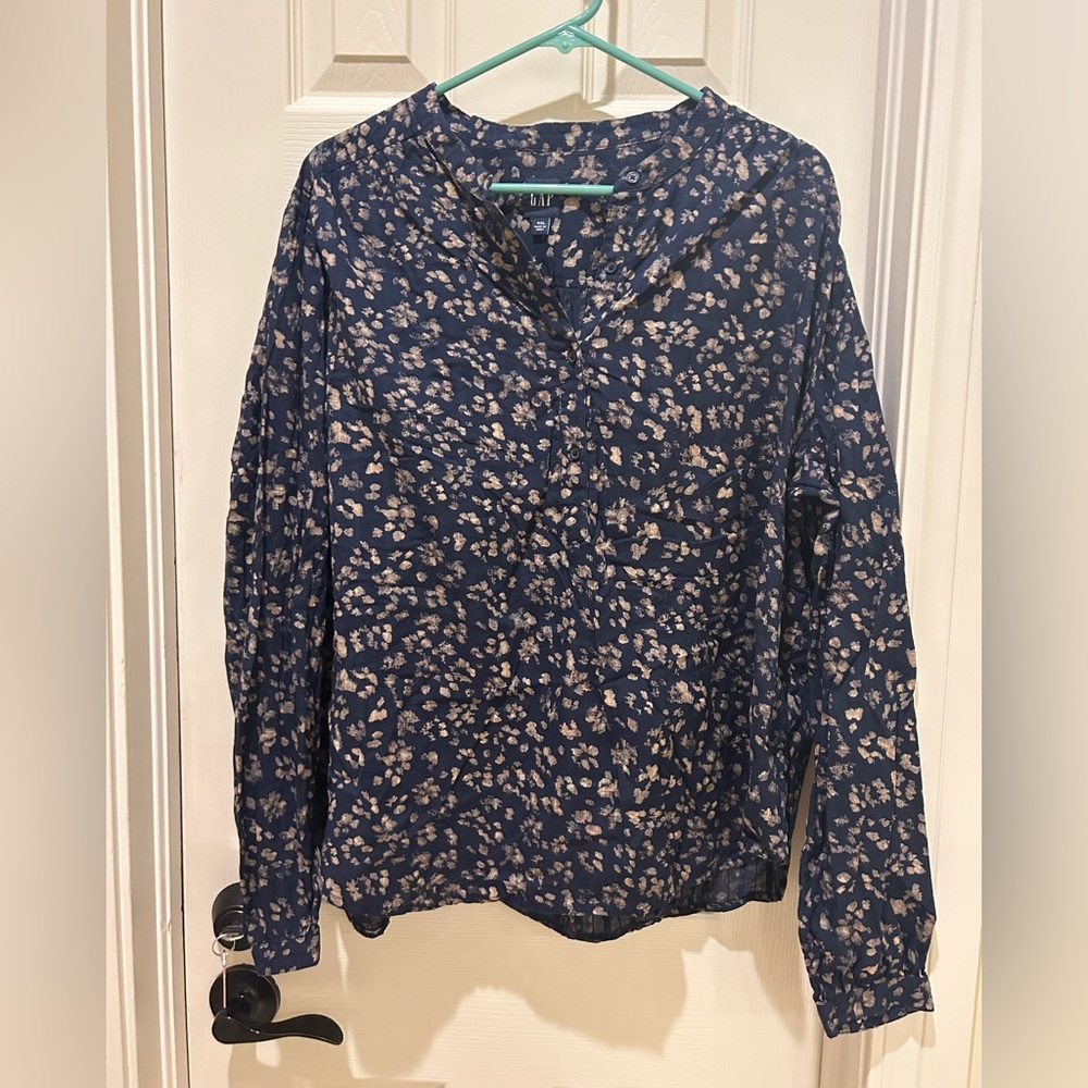 GAP navy floral peasant blouse XXL